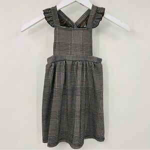 Heart & Arrow Houndstooth Black White Overall Dress Size 3T